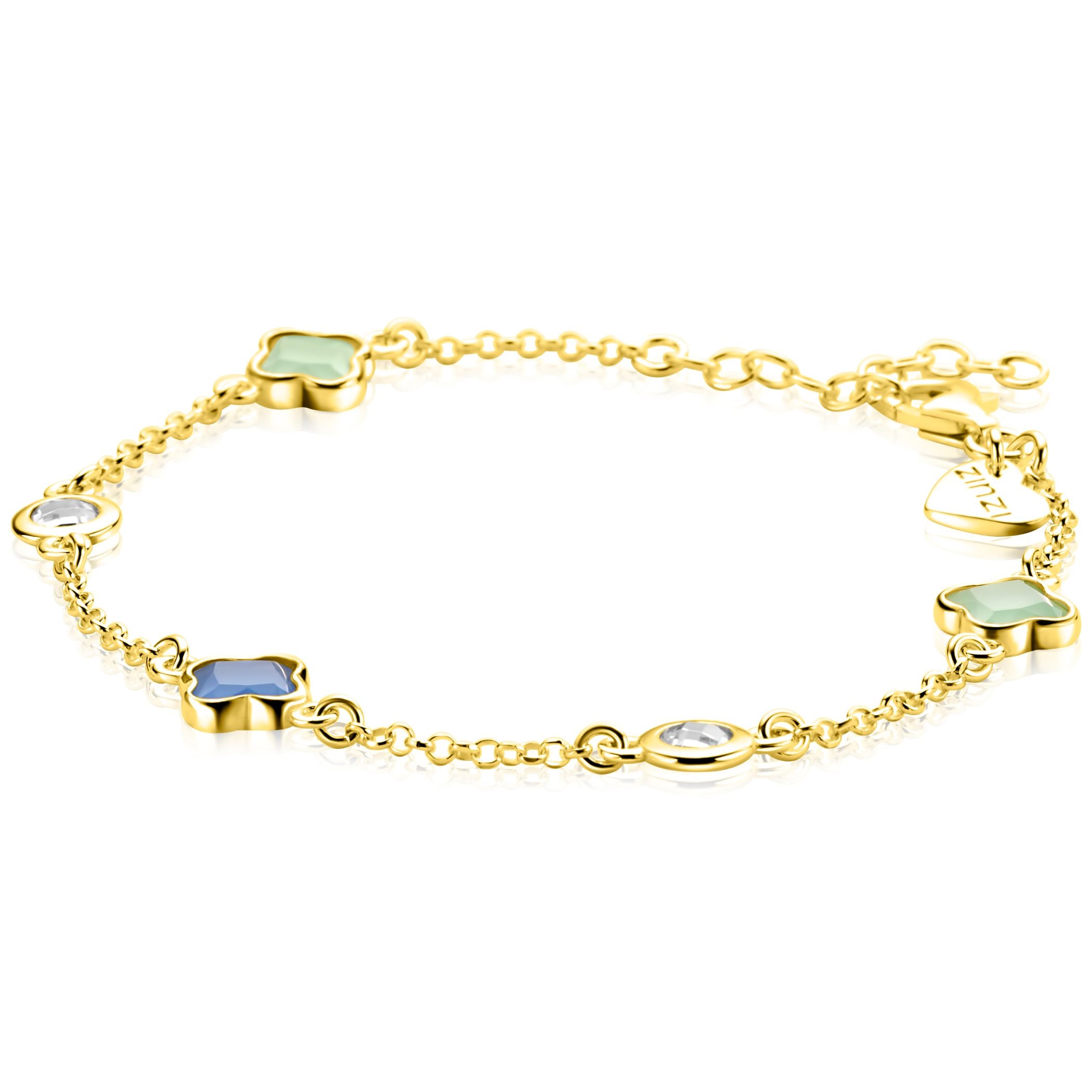 Aurrelia | Mint & Sapphire Clover Bracelet