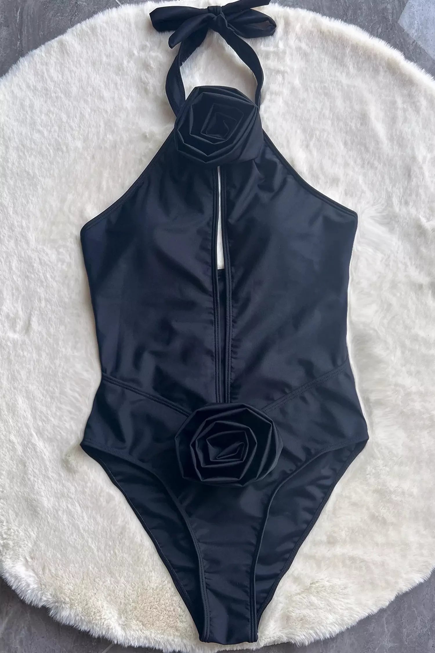 Finaru Black Halter One Piece Swimwear