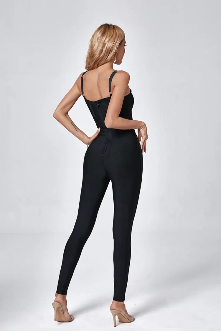 Autumn Black Bandage Jumpsuit